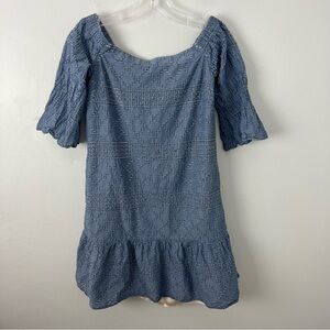 Waverley Gray Blue Textured Women's Dress Ruffle